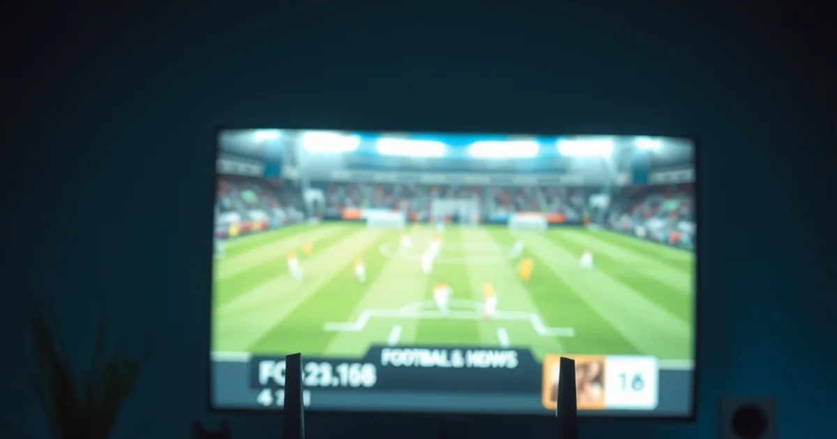 Ein Heimrouter mit blinkenden Lichtern im Vordergrund, im Hintergrund ein TV-Bildschirm mit einem pausierten Fußball-Stream in dunkler, moodiger Beleuchtung
